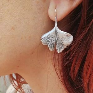 Vintage Ginkgo Leaf Ear Hook Hanging Earrings